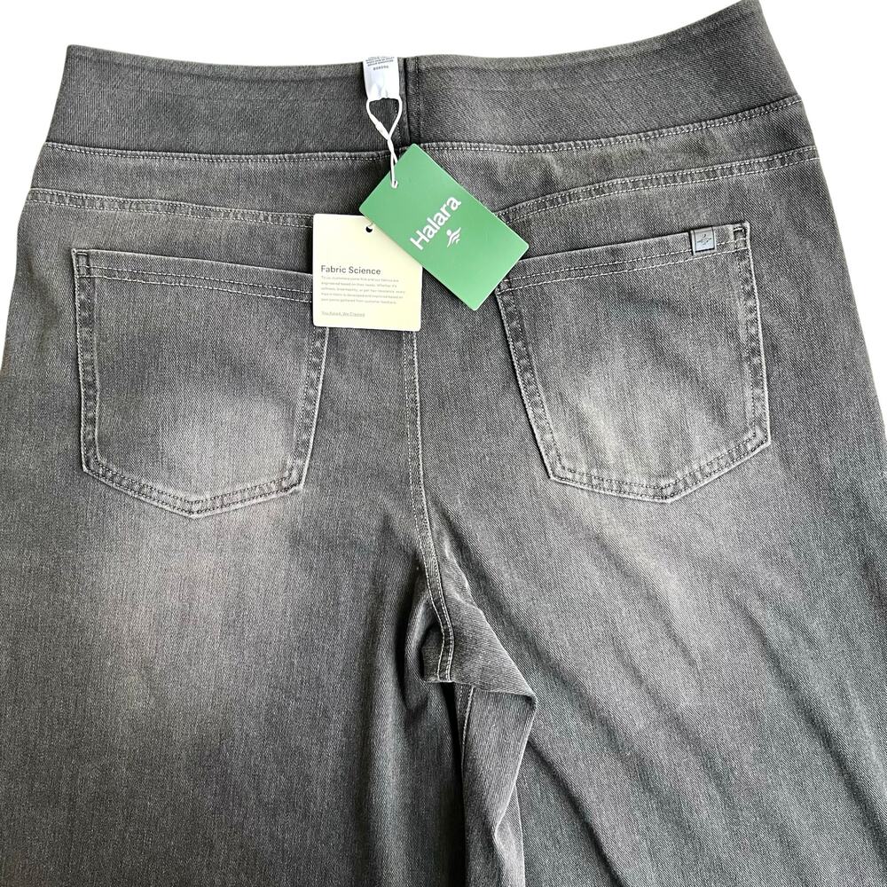 Halara Flex Denim Wide Leg Jeans Gray Distressed TikTok Viral Athleisure XL - Picture 3 of 13
